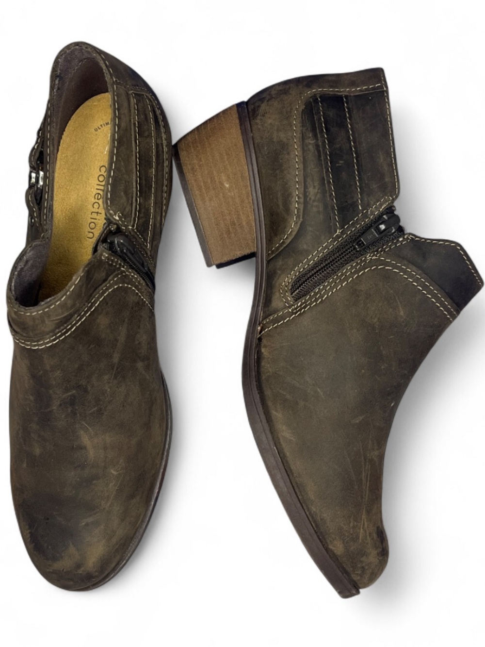 Women’s Clarks Collection Charlten Grace Dark Brown Leather Ankle Boots Size 9.5